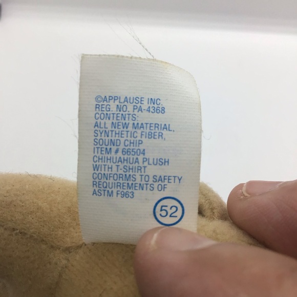 Chihuahua Yo Quiero Taco Bell Dog Plush Stuffed w Photo Shirt 6" Plush Applause - Picture 12 of 15